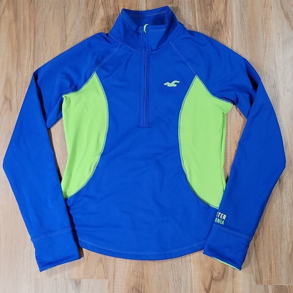 🔹️Hollister Blue & Green Fleece Lined Athletic Top Youth Large